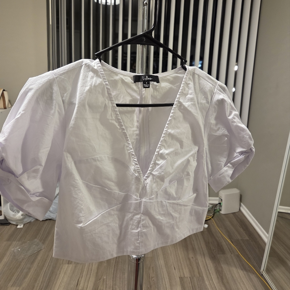 White V-Neck Blouse